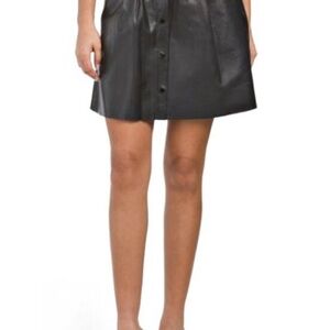 BOD & CHRISTENSEN Leather Button-Front Skirt